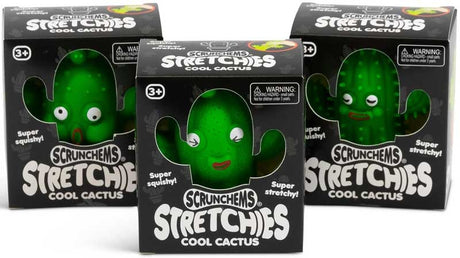 Three Scrunchems Stretchies Cool Cactus individual box packaging units super squishy stretchy.