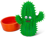 Scrunchems Stretchies Cool Cactus removed from orange pot showing full spiky textured stretchy body.