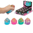 Scrunchems Sugar Cupcake display box beside four assorted colourway squishy toys