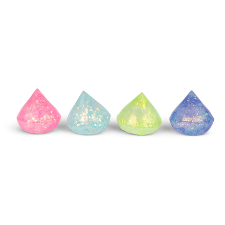 All four Scrunchems Sugar Diamond squishies in pink, blue, green and purple lined up in a row