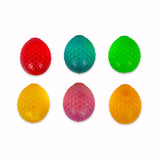Six colourful Scrunchems Sugar Dragon Egg squishy balls arranged in a flat lay grid