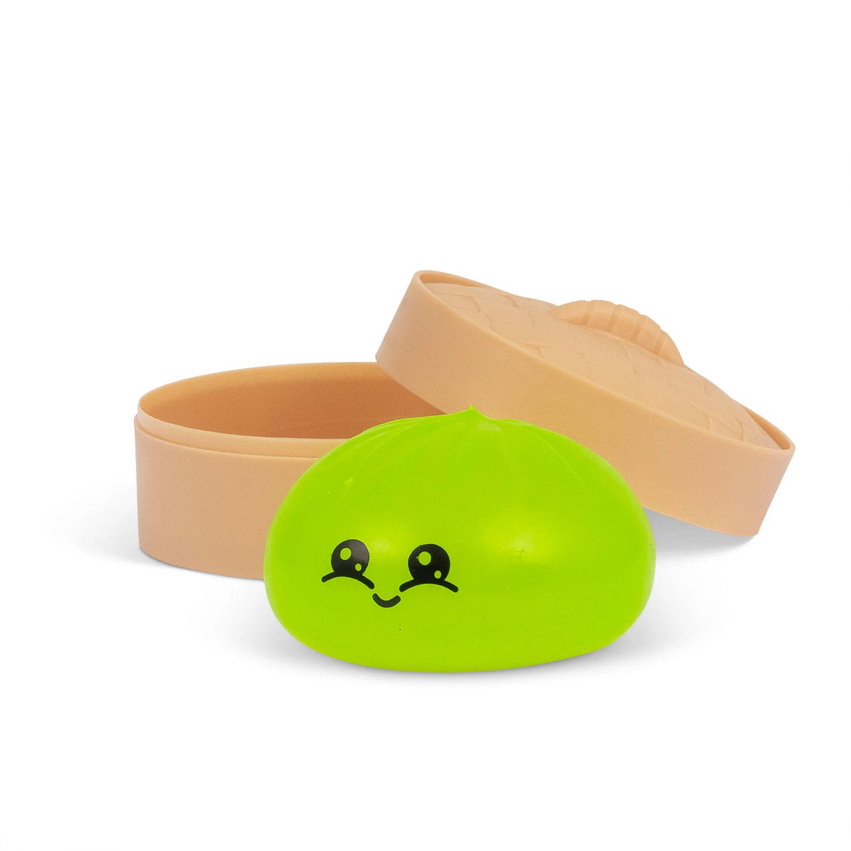 Green Scrunchems Sugar Dumpling in bamboo-style pot, squishy sensory fidget toy