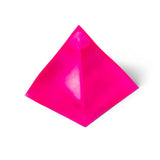Close-up of a pink glossy Scrunchems Sugar Pyramid squishy sensory toy
