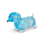 Blue glitter Scrunchems Sugar Sausage Dog stretchy sensory fidget toy