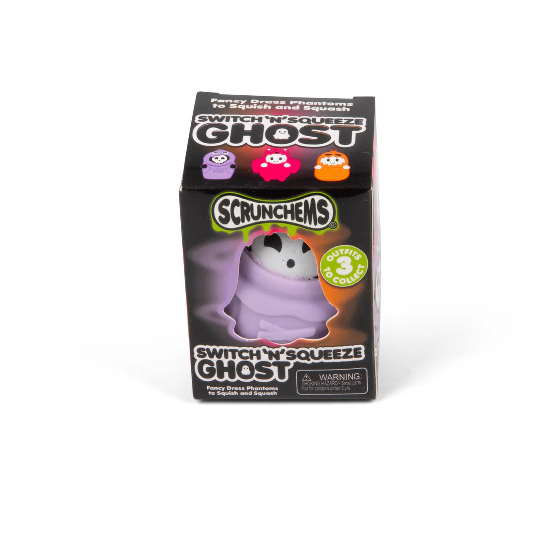 Scrunchems Switch N Squeeze Ghost sensory toy — purple reaper, box front