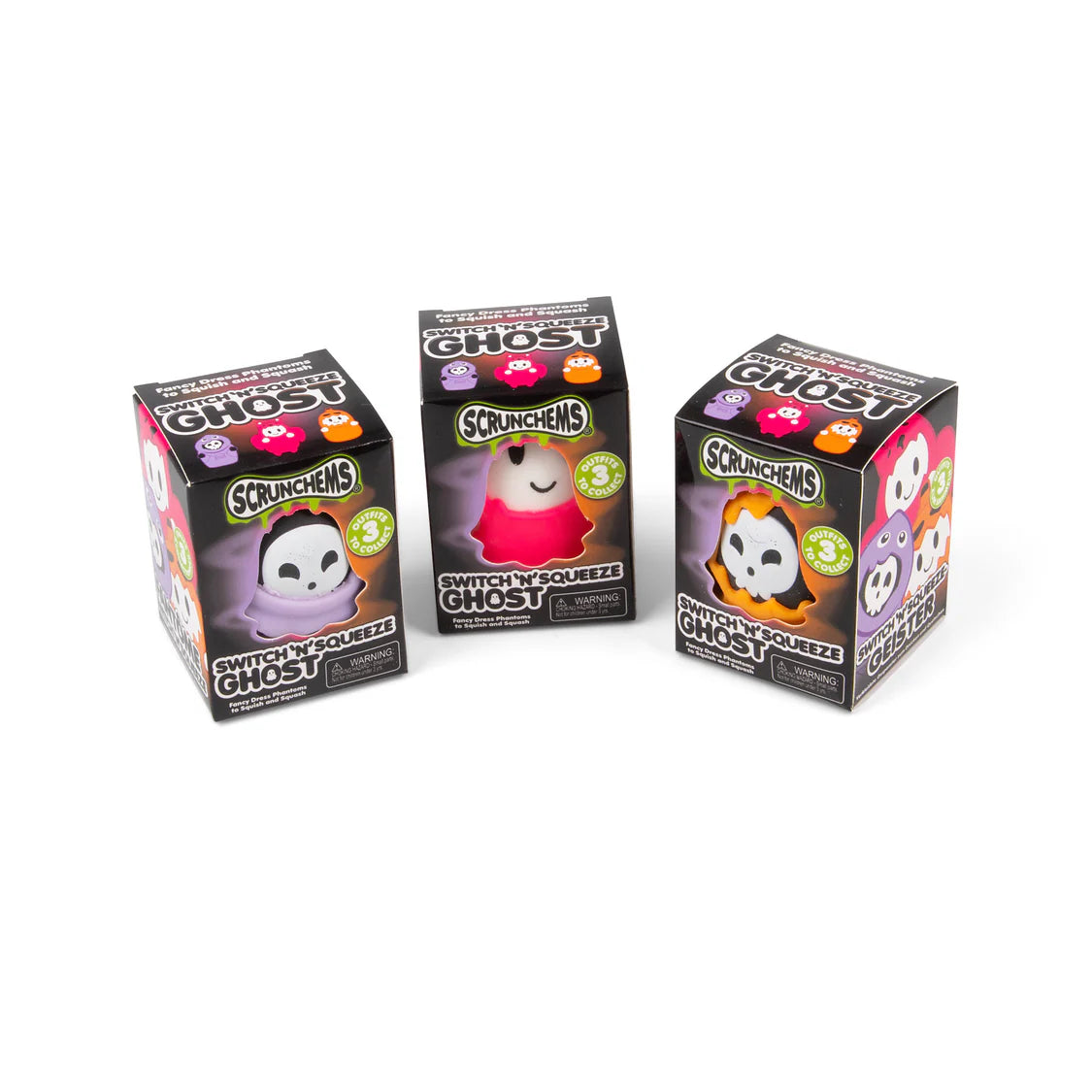 Scrunchems Switch N Squeeze Ghost — three assorted boxes, collectable sensory fidget toy