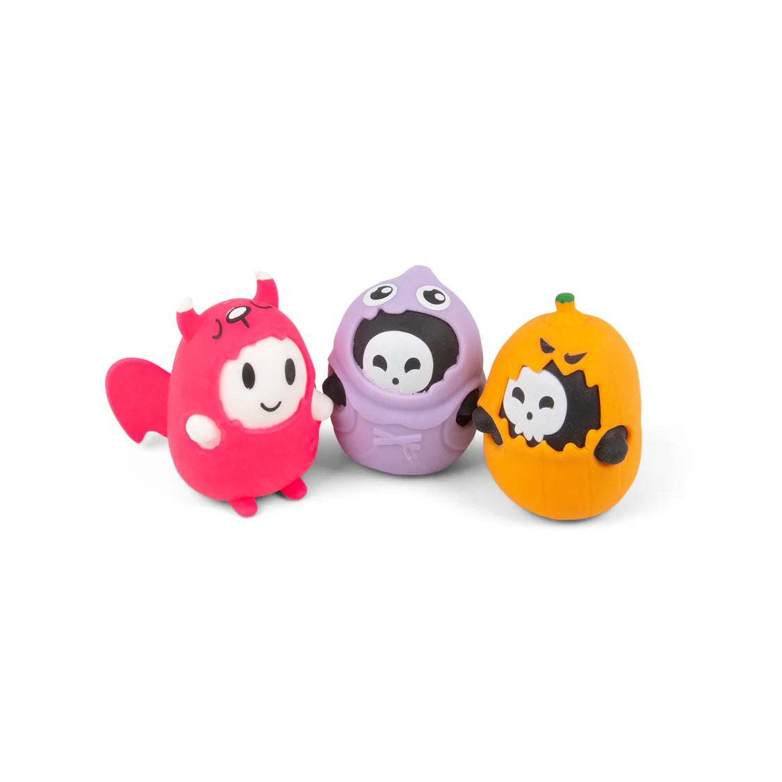 Scrunchems Switch N Squeeze Ghost — all three designs: pink devil, purple reaper, orange pumpkin