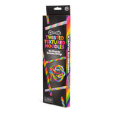 Front of Scrunchems Twisted Textured Noodles box showing six stretchy sensory strings branding