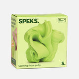 Citron green Speks Blur focus putty packaging box, calming sensory fidget toy