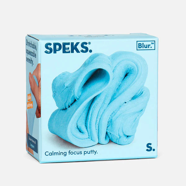 Lagoon blue Speks Blur focus putty packaging box, calming sensory fidget toy