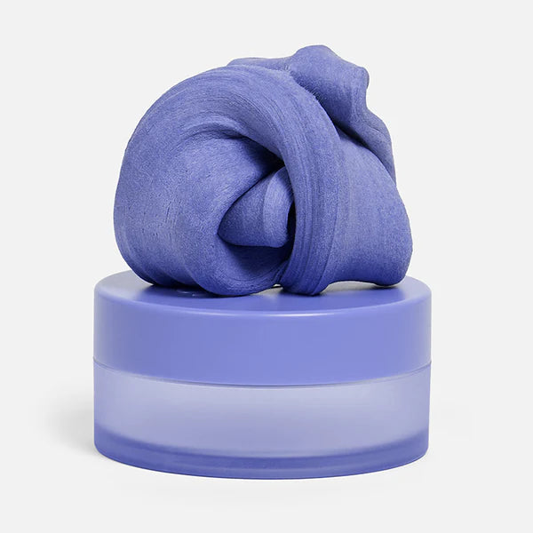 Twilight purple calming putty swirled elegantly on its matching frosted jar lid