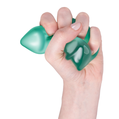 Green Speks Gump Christmas tree memory gel squishy squeezed through fingers, a satisfying fidget toy