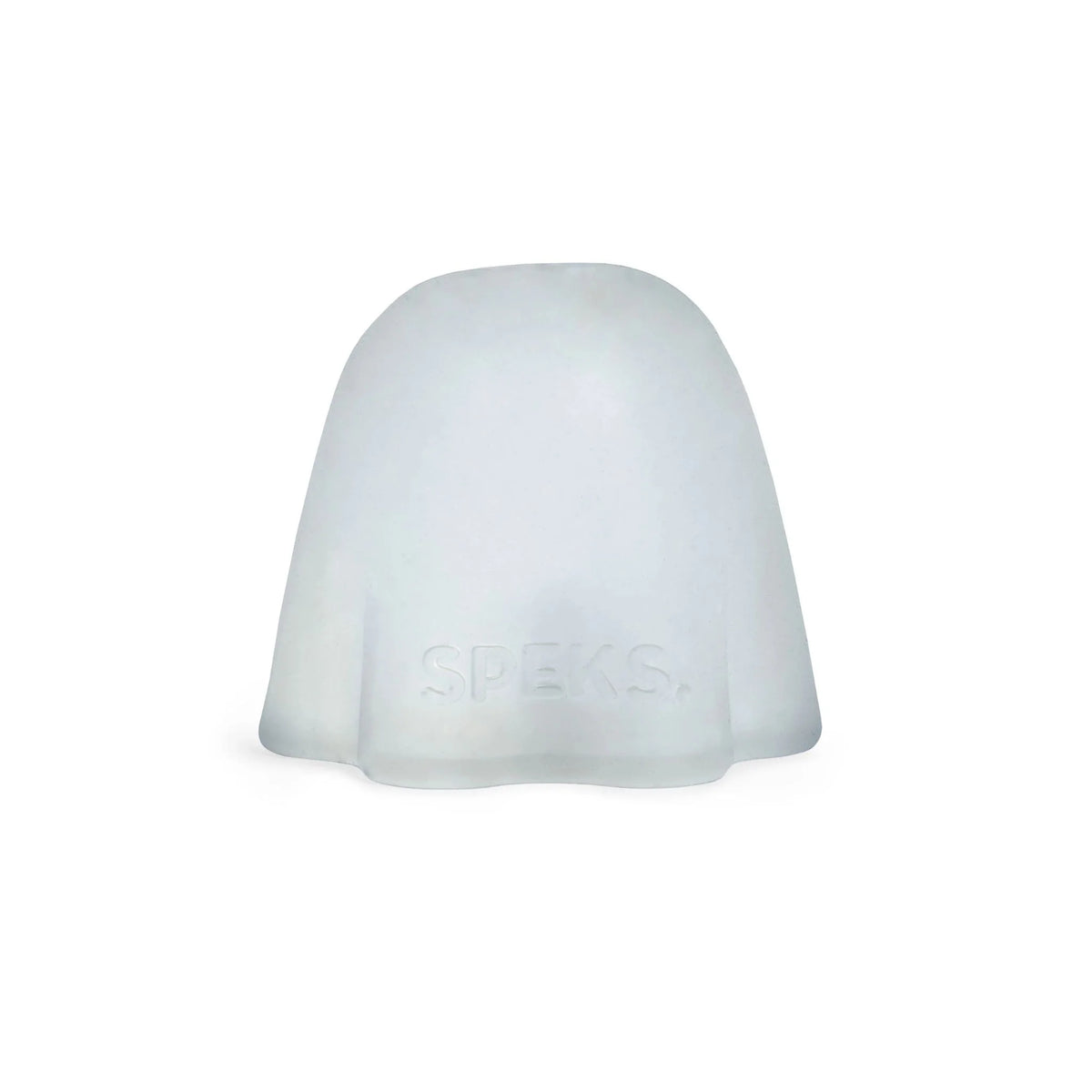 White ghost shaped Speks Gump memory gel squishy toy on a plain white background
