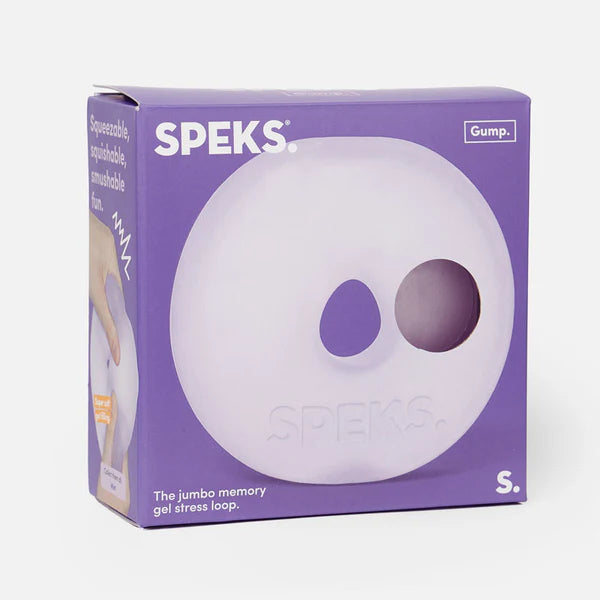 Lilac Speks Gump Jumbo Loop in purple retail box packaging