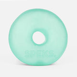 Mint green translucent Speks Gump Jumbo Loop memory gel stress toy on white background