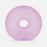 Pink translucent Speks Gump Jumbo Loop memory gel stress toy on white background