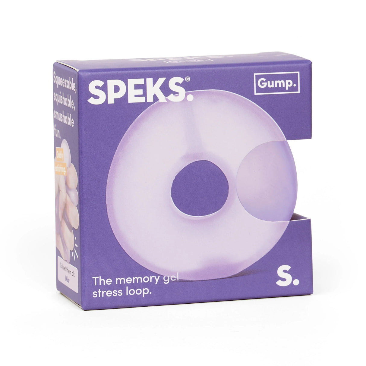 Mist Speks Gump Loop memory gel stress ring packaging, fidget toy