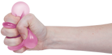 Moon Jelly pink Speks Gump Loop stress ring squeezed in fist, fidget toy