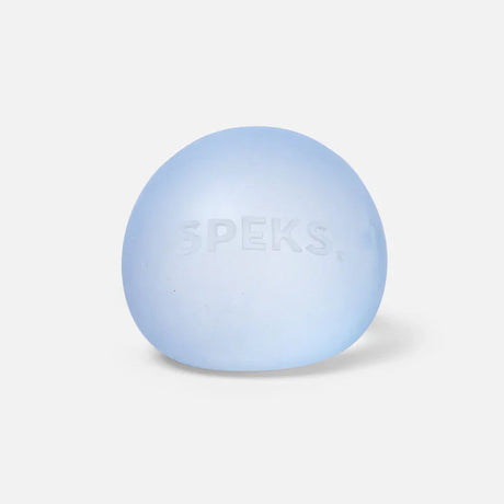 Single pale blue Speks Gump Original memory gel stress ball on a white background