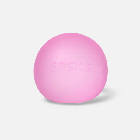 Single pink Speks Gump Original memory gel stress ball on a white background