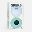Two Speks Gump Surface stress balls in blue and teal shown together in Speks Gump 2-pack packaging
