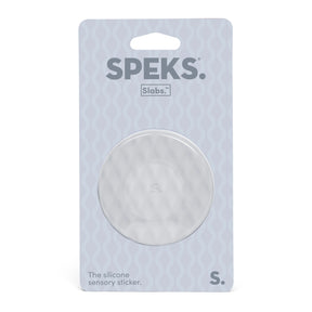Speeks silicone sensory sticker packaging on a white background
