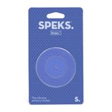 Speks silicone sensory sticker packaging on a blue background