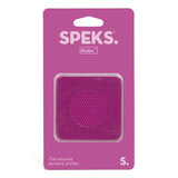 A pink textured silicone sensory sticker in its original retail packaging, branded SPEKS. Slabs.