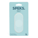 Speks silicone sensory sticker packaging on a light blue background