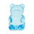 Blue jelly bear squishy toy front view, sensory fidget toy with bow tie detail