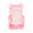 Pale pink jelly bear squishy toy front view, sensory fidget toy with bow tie detail