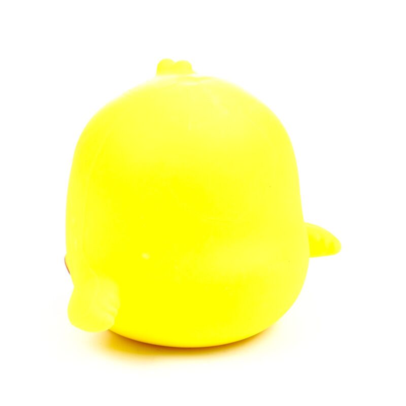 Back view of yellow Squeezies Springtime Chick squeeze toy showing rounded body and wing
