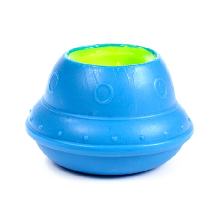 Squeezy Alien UFO Pop Out blue squeeze toy, side view