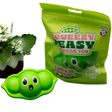 Green stress toy with packaging labeled 'Squeezy Peasy' on a white background.