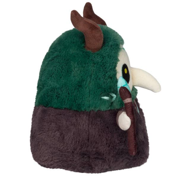 Squishable Plague Doctor Forest Queen plush side view, green fur, brown staff