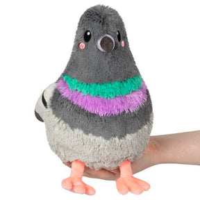 Squishable Mini Pigeon grey plush front view held in hand