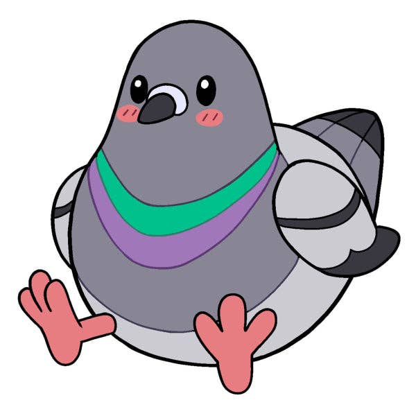 Squishable Mini Pigeon official character illustration grey purple green
