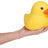 Large yellow squishy duck balanced on an open palm showing size