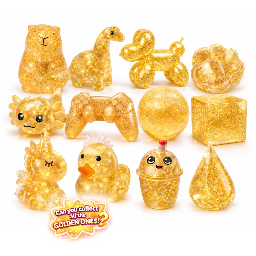 Squishy Gemz rare golden glitter collectible figures full set