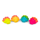 Four neon squishy sea sheep fidget toys in a row showing all colourways