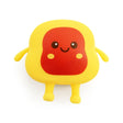 Squishy toast toy with red jam topping, soft sensory fidget toy with cute face