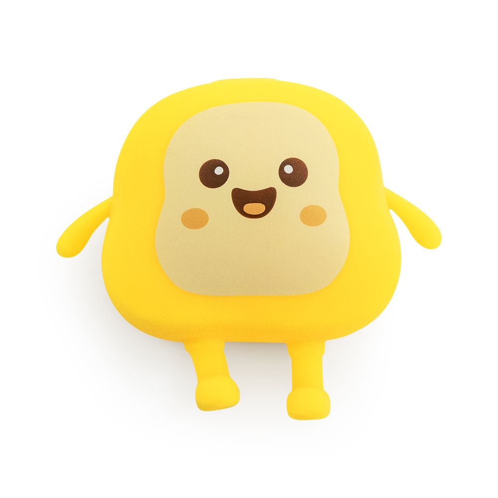 Plain squishy toast fidget toy with smiling face, soft sensory squeeze toy