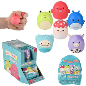 Squooshems by Squishmallows blind bag mystery squishy toys showing six collectible character designs