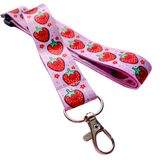Lanyard with strawberry pattern on a white background