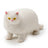 White stretch fat cat stress toy with soft textured finish and yellow eyes