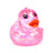 Pink glitter Stretchies Duck squishy fidget toy shown from the front