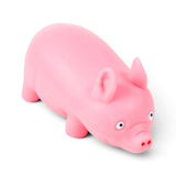 Three-quarter top-down view of a pink Stretchies Pig sand-filled squishy toy