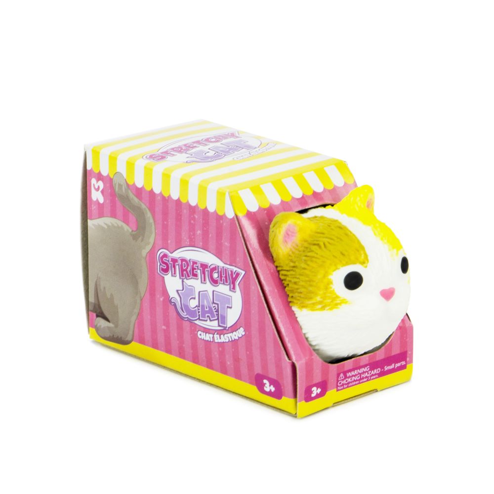 Stretchy Cat calico squishy fidget toy in open packaging