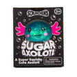 Front of Scrunchems Sugar Axolotl retail box showing blue glitter axolotl through window