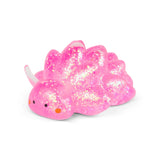 Close-up of pink glitter Sugar Sea Sheep squishy fidget toy showing iridescent sparkle detail